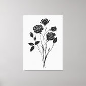 Minimalistische Ink Rozen Abstracte Bloemenkunst i Canvas Afdruk (Voorkant)