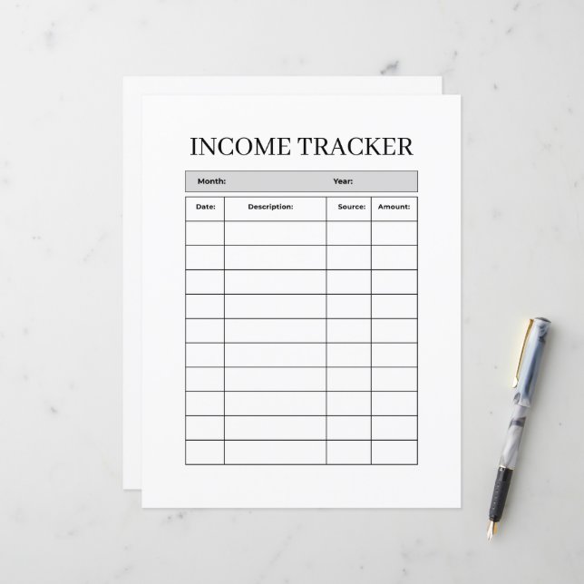 Minimalistische Inkomens Tracker FLYER (Voorkant / Achterkant in situ)