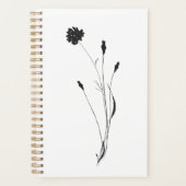 Minimalistische Inkt Bloemen Zwart-Wit Botanisch Planner (Voorkant)