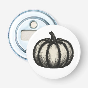 Minimalistische Inktpompoen – Herfstoogst op kunst Button Flesopener
