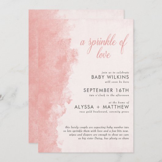 Minimalistische inktwastexture Meisje Babyshower Kaart (Voorkant / Achterkant)