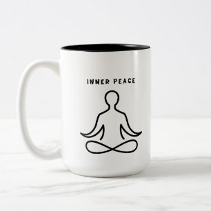 Minimalistische Innerlijke Vrede Yoga Lijnkunst -  Tweekleurige Koffiemok