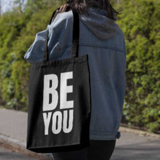 Minimalistische inspirerende quote "WEES JEZELF" Draagtas