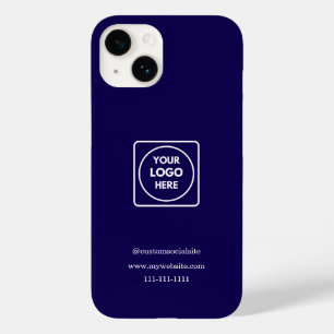Minimalistische iPhone hoesje met Navy Blauwe Logo
