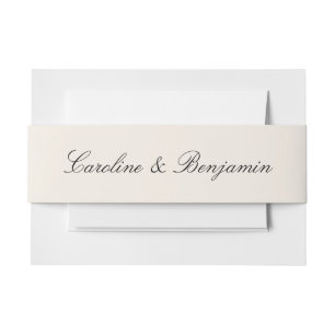 Minimalistische Ivory Script Elegante trouwnamen Uitnodigingen Wikkel