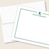 Minimalistische jachtgroene randbriefpapier met ee notitiekaartje