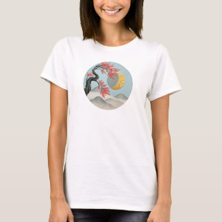 Minimalistische Japanse Kersenbloesem Maan Landsch T-shirt