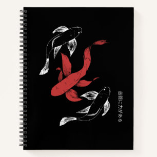 Minimalistische Japanse Koi Fish handgetekende sti Notitieboek