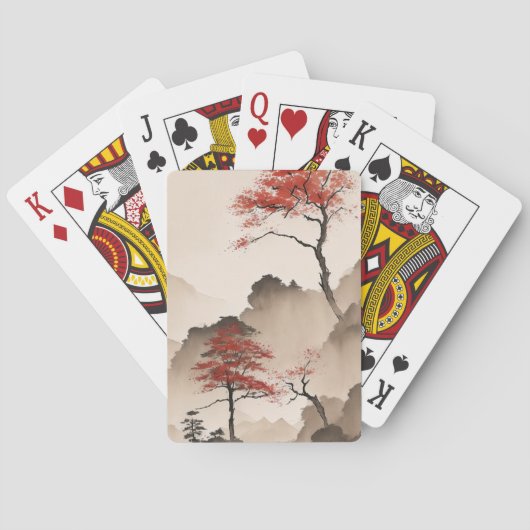 Minimalistische Japanse kustlijn Pokerkaarten (Achterkant)