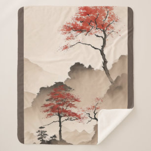 Minimalistische Japanse kustlijn Sherpa Deken