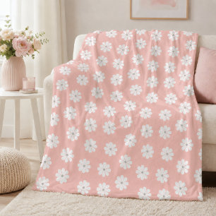 Minimalistische jaren zeventig bleke roze madelief fleece deken