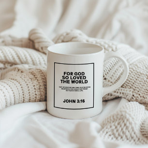Minimalistische Johannes 3:16 Bijbelvers Mok