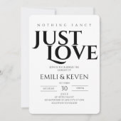 Minimalistische Just Love bruiloft uitnodiging (Voorkant)
