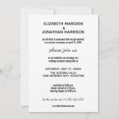 Minimalistische 'Just Married' Ontvangst Aankondig Kaart (Achterkant)