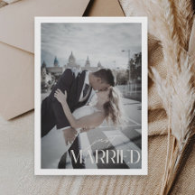 Minimalistische 'Just Married' QR-code-huwelijk