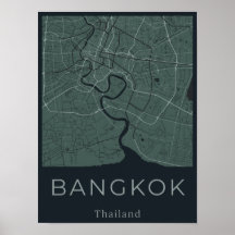 Minimalistische kaart van Bangkok - Green & Black 