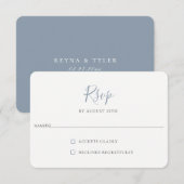 Minimalistische Kaart van Dusty Blue Wedding RSVP (Voorkant / Achterkant)