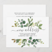 Minimalistische Kaart van Greenery Moving Announce (Voorkant / Achterkant)