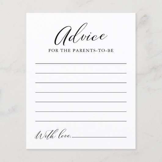 Minimalistische Kaart voor advies over Baby shower (Voorkant)
