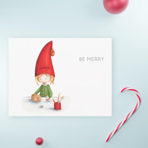 Minimalistische Kabouter Maakt Speelgoed Kerstmis Briefkaart