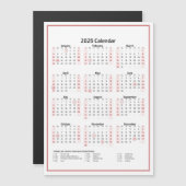 Minimalistische Kalender 2025 Roze Magnetische Kaa (Voorkant / Achterkant)