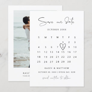 Minimalistische kalender foto Save the Date uitnod Kaart
