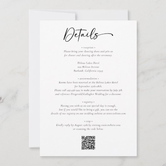 Minimalistische kalligrafie Alles in één bruiloft Kaart (Achterkant)