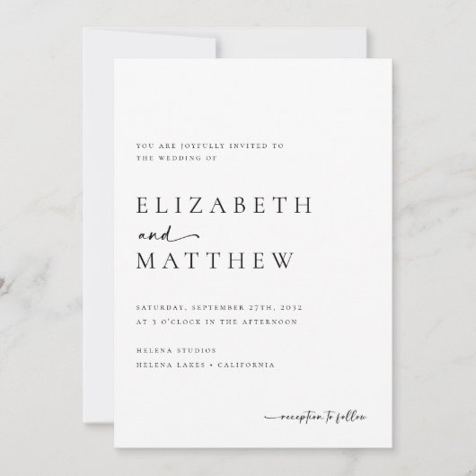 Minimalistische kalligrafie Alles in één bruiloft Kaart (Voorkant)