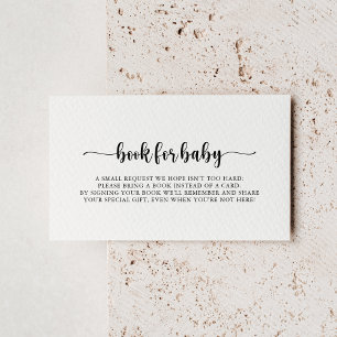 Minimalistische kalligrafie Baby shower Boekaanvra Informatiekaartje
