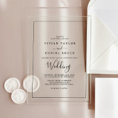 Minimalistische kalligrafie Boho Classic Black Wed Acryl Uitnodigingen