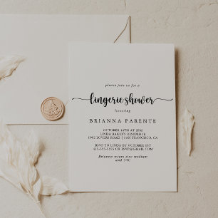 Minimalistische kalligrafie bruids lingerie douche kaart