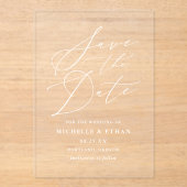 Minimalistische kalligrafie bruiloft Save the Date Acryl Uitnodigingen (Voorkant)