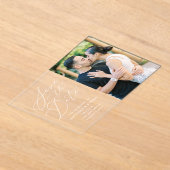 Minimalistische kalligrafie bruiloft Save the Date Acryl Uitnodigingen (Laagn)