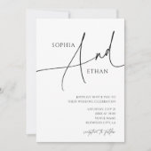 Minimalistische kalligrafie Casual witte bruiloft Kaart (Voorkant)