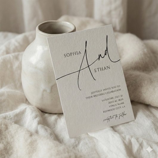Minimalistische kalligrafie Casual witte bruiloft Kaart