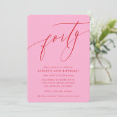 MINIMALISTISCHE Kalligrafie chic 40e partij roze r Kaart (Staand voorkant)