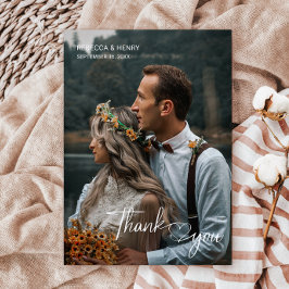 Minimalistische kalligrafie Dank u fotokaart Kaart