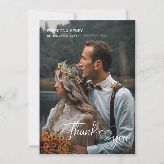 Minimalistische kalligrafie Dank u fotokaart Kaart (Voorkant)