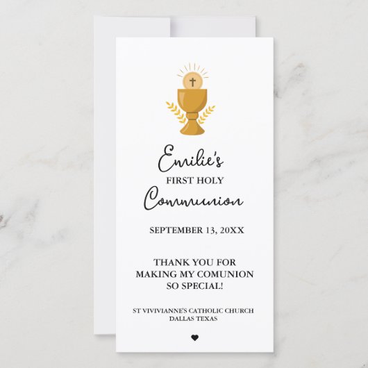 Minimalistische kalligrafie Eerste Heilige Communi (Voorkant)