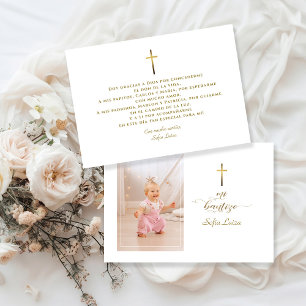 Minimalistische kalligrafie Gracias Con Oración Ba Bedankkaart