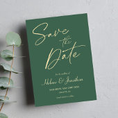 Minimalistische kalligrafie Groene Elegante Bruilo Save The Date