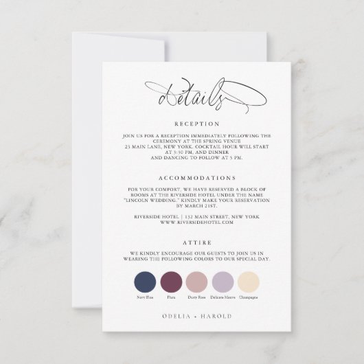 Minimalistische kalligrafie kleding bruiloft detai kaart (Voorkant)