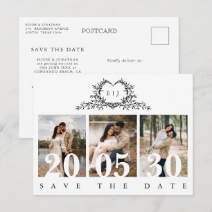 Minimalistische kalligrafie monogram Save the Date Briefkaart