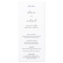 Minimalistische kalligrafie platte trouwmenu