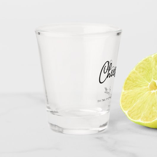 Minimalistische kalligrafie Proost op de toekomst  Shot Glas (Links)