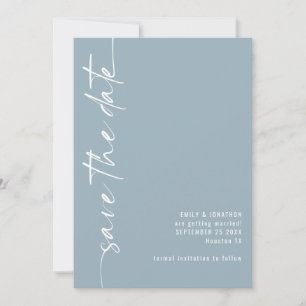 Minimalistische kalligrafie QR-code Dusty Blue Wed Save The Date