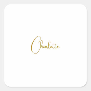 Minimalistische kalligrafie Script Naam Gouden Kle Vierkante Sticker