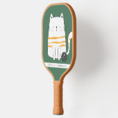 Minimalistische kat, aangepaste naam Pickleball Pa Paddle (Links)