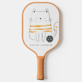 Minimalistische kat, aangepaste naam Pickleball Pa Paddle (Achterkant)