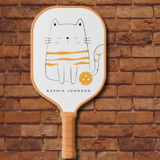 Minimalistische kat, aangepaste naam Pickleball Pa Paddle